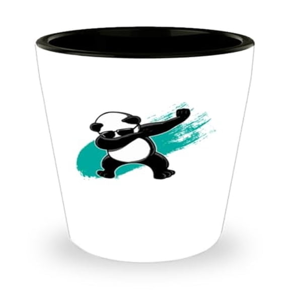 Panda Shot Glass - Dabbing China Wildlife Souvenir, Cute Animal Mini Glassware, Unique 1.5oz Barware Gift for Lovers