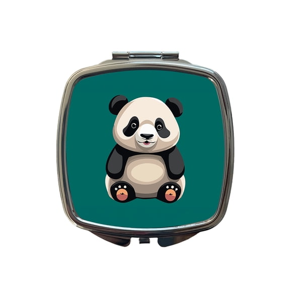 Panda Sitting Travel Makeup Handbag Purse Small Pocket Compact Mirror