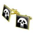 thumbnail image 1 of Panda Skull Optical Illusion Spooky Square Cufflink Set - Silver or Gold, 1 of 5