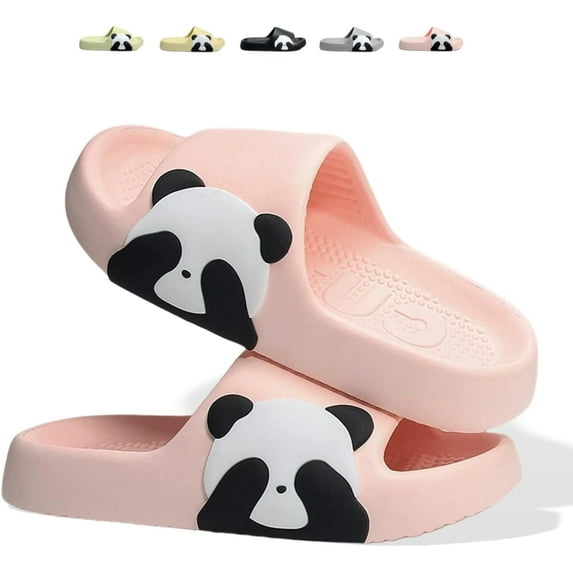Panda Slippers Cute Cartoon Women Men Slides Sandals Open Toe Home Indoor House Shoes Outdoor Beach Couples Summer Bathroom Shower