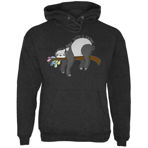 Panda Sloth is Ignoring You Mens Hoodie Charcoal Heather LG