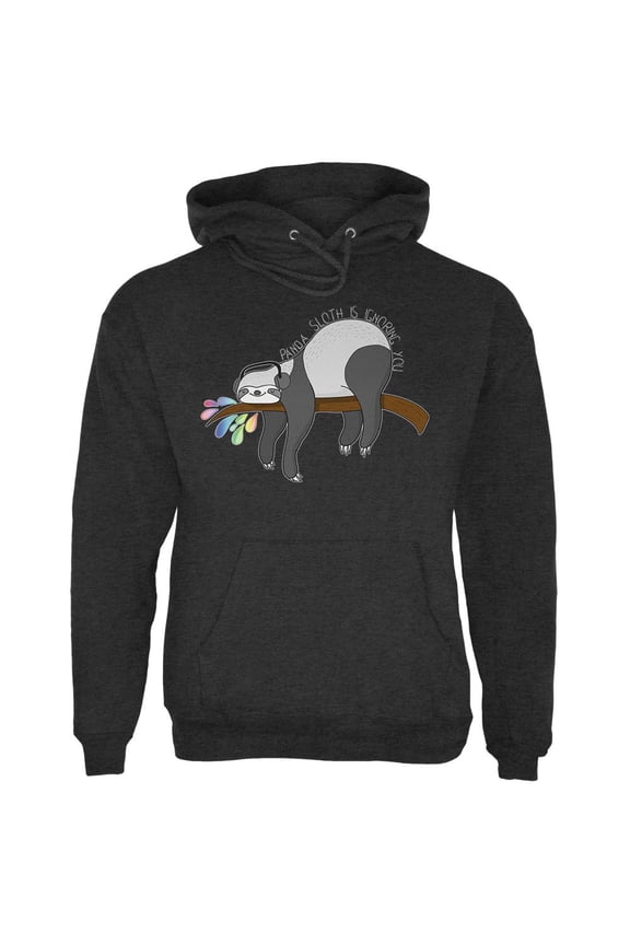 Panda Sloth is Ignoring You Mens Hoodie Charcoal Heather X-LG