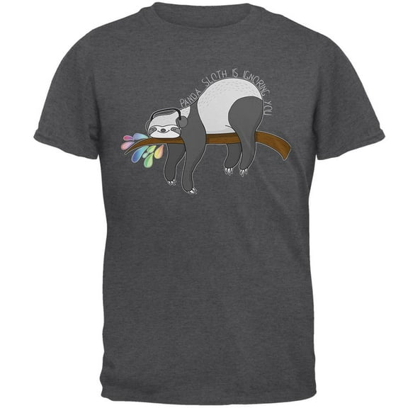 Panda Sloth is Ignoring You Mens T Shirt Dark Heather SM