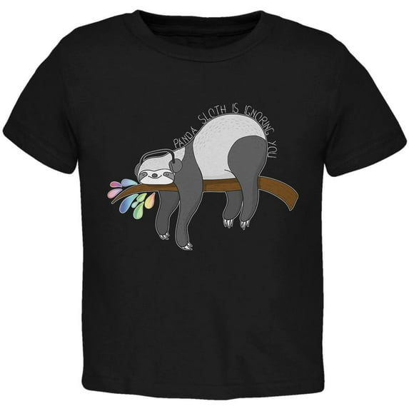 Panda Sloth is Ignoring You Toddler T Shirt Black 2T