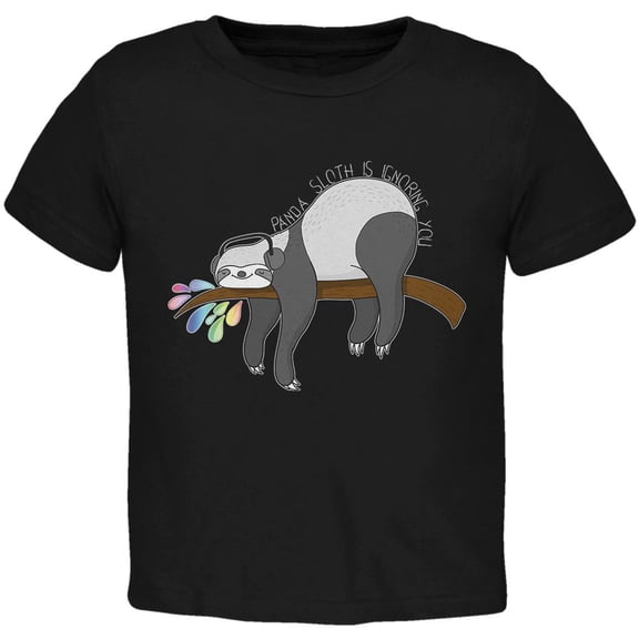 Panda Sloth is Ignoring You Toddler T Shirt Black 4T