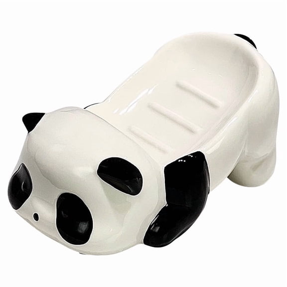 Panda Soap Dish Punch-Free Creative Cute Animal Cartoon Soap Box for Bathroom, Ceramic Soap Dish (Panda)
