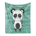 thumbnail image 1 of Panda Soft Flannel Fleece Throw Blanket, Hand Drawn Layout of a Character in a Crown with Botany Items, Cozy Plush for Indoor and Outdoor Use, 50" x 60", Dark Grey Mustard, by Ambesonne, 1 of 5