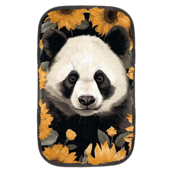 Panda Soft and Comfortable Furry Printed Car Armrest Cover Mat Pad 12.5x8.2 Inch