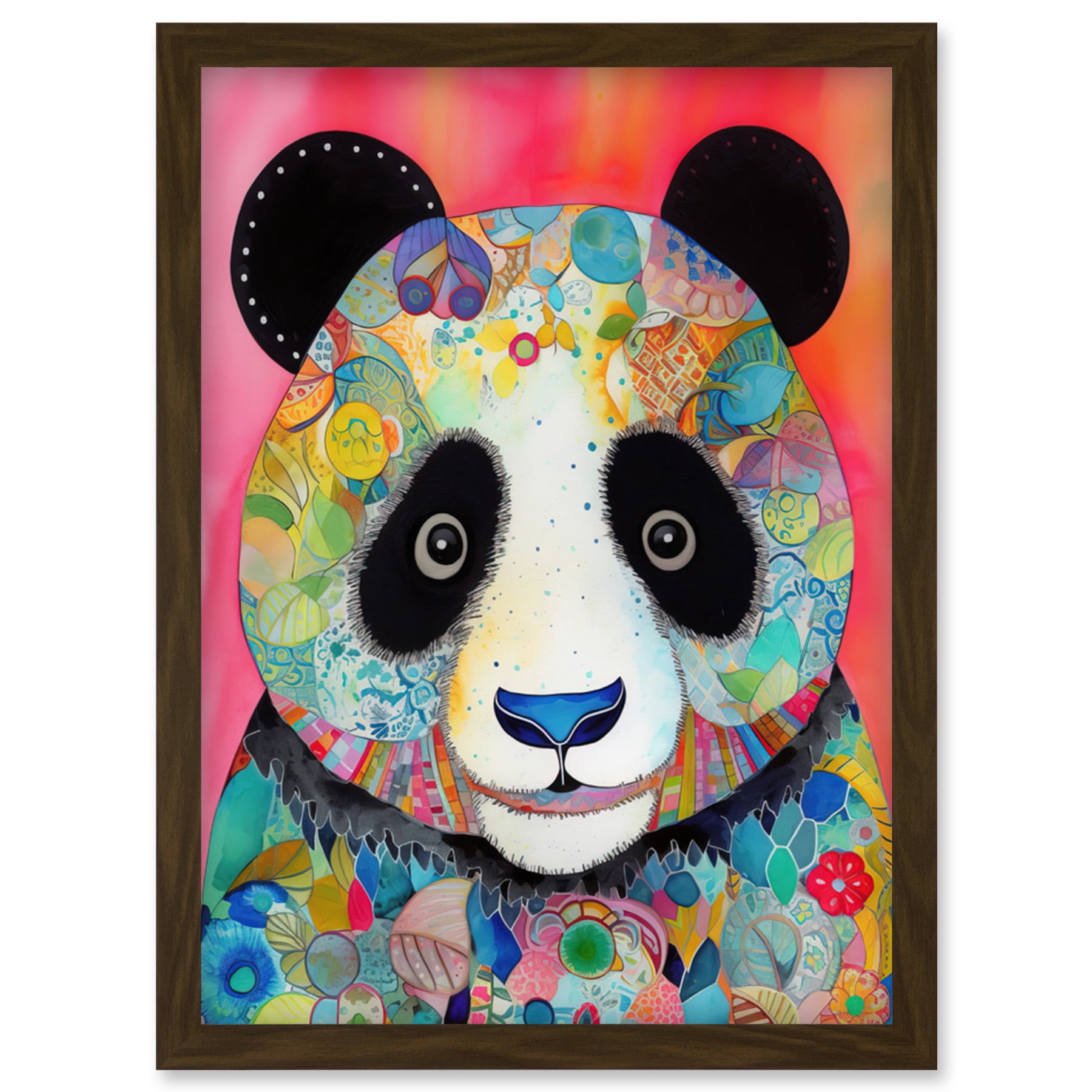 Panda Spirit Animal Portrait Folk Art Watercolour Painting Artwork ...