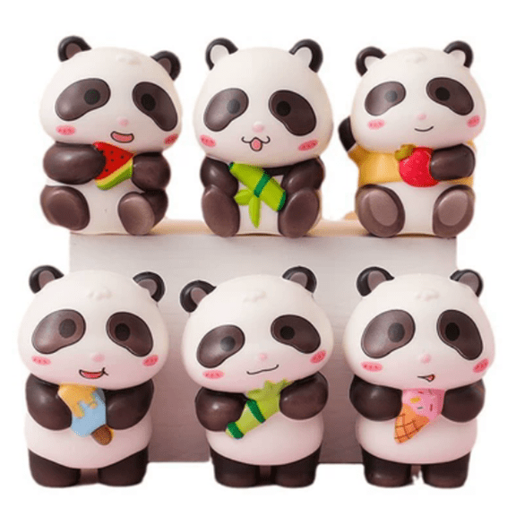 Panda Squishy 6PCS Soft Slow Rising Elastic Squeeze Item Compact Size for Desk Decoration