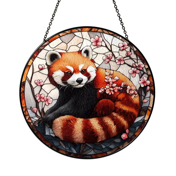 Panda Stained Glass Window Panel – Decorative Window Accent