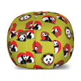 thumbnail image 1 of Panda Storage Toy Bag Chair, Japanese Animal with Bamboo Sticks Pattern, Stuffed Animal Organizer Washable Bag, Small Size, Yellow Green Vermilion, by Ambesonne, 1 of 3