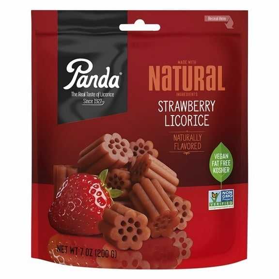 Panda Strawberry Licorice, 7 oz Resealable Bag (Pack of 10)