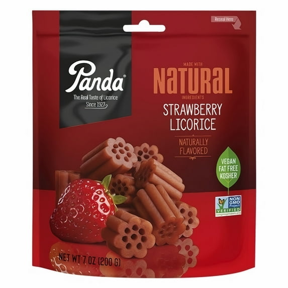Panda Strawberry Licorice, 7 oz Resealable Bag (Pack of 3)