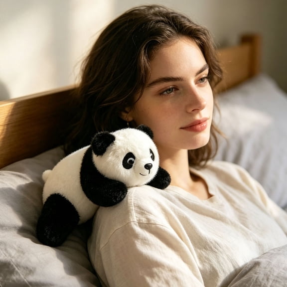 Panda Stuffed Animal Cute Panda Magnetic Plush Doll Toy, Cute Panda Shoulder Plush for Backpack Decoration, Panda Stuffed Animal Gifts for Family Christmas Souvenirs Housewarming Gifts