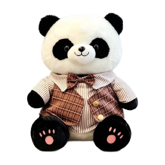 Panda Stuffed Animal Dressed Gentle Plush Snuggle Buddy for Toddlers Boys Girls Birthday Gift Nursery Home Decor 12 Inch