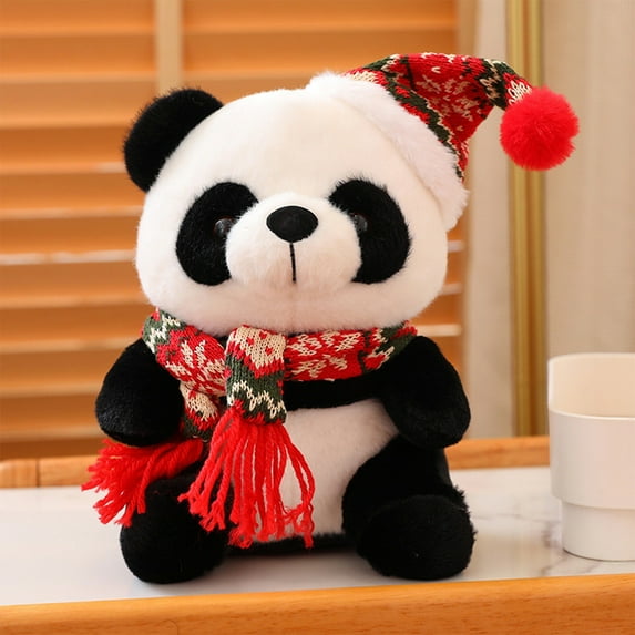 Black and Friday Deals,Panda Stuffed Animals Plush Doll Toy Gifts 9.84 Inch Christmas Panda Bear with Santa Hat Animal Stuffed Doll Plush Toys for Girls Boys Birthday New Year Christmas Gifts