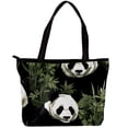 thumbnail image 1 of Panda Stylish Canvas Leather Mix Handbag for Women | Twill Sponge Jeanette Material | 30x10.5x39cm Size | Fashionable Tote Bag for Everyday Use, 1 of 5