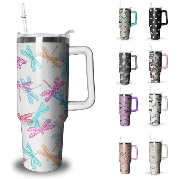 Panda Sublimation Tumbler with Handle and Straw, 40 oz Stainless Steel Insulated Cup with Lid and Straw,Travel Coffee Mug Water Bottle, Birthday Christmas Mothers Day Gifts for Animal Lovers Women