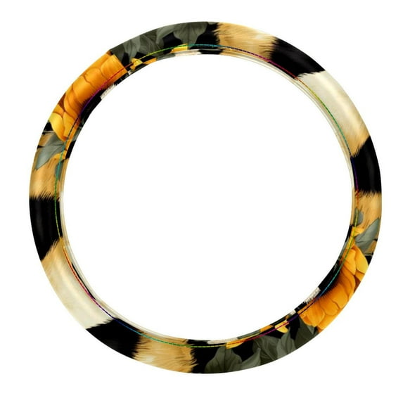 Panda Sunflower 14.5 Inch Printing PVC Leather Auto Accessories Steering Wheel Covers Car Wheel Covers Steering Wheel Cover
