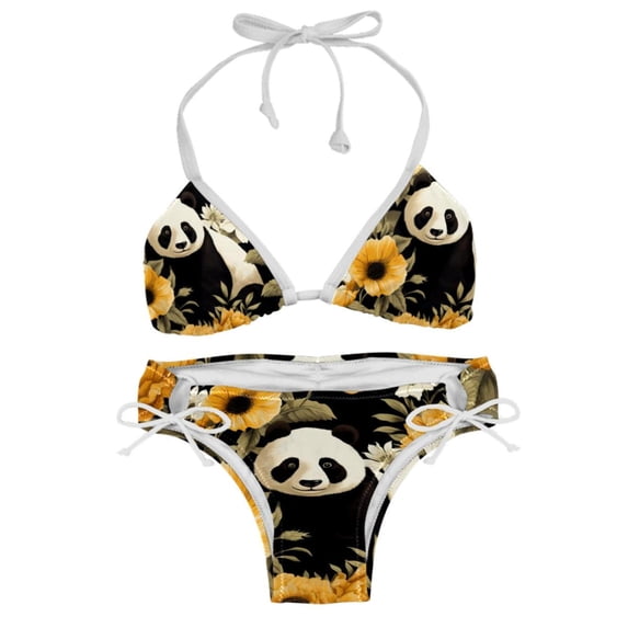 Panda Sunflower Detachable Sponge Adjustable Strap Bikini Set Two-Pack Swimsuit for Women
