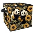 thumbnail image 1 of Panda Sunflower Foldable Toy Box with Handle, 10.8"x10.5"x10.6", Large Capacity Storage Bins, Storage Cubes, Storage Baskets, 1 of 6