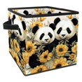 thumbnail image 1 of Panda Sunflower Foldable Toy Box with Handle, 10.8"x10.5"x10.6", Large Capacity Storage Containers, Storage Cubes, Storage Baskets, 1 of 6