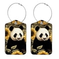 thumbnail image 1 of Panda Sunflower Luggage Tag, Travel Tags, Handbag Tag - Square PU Leather 2 Pack with Privacy Cover and Stainless Steel Ring - Suitable for Travel, Backpack, Handbag [Amazon Approved], 1 of 7