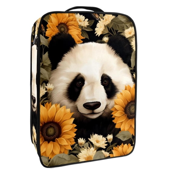 Panda Sunflower Polyester Shoe Rack Organizer Box Holder 23x31cm/9x12in Storage Stand Shelf Cabinet Clothing Closet Organizing Solution Slots Stackable Portable Lightweight Durable Flexible