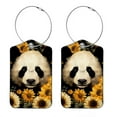 thumbnail image 1 of Panda Sunflower Square PU Leather 2 Pack Travel Tag - Bag Tag - Suitcase Tag with Privacy Cover and Stainless Steel Ring - Suitable for Travel, Backpack, and Handbag, 1 of 7