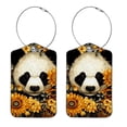 thumbnail image 1 of Panda Sunflower Square PU Leather Luggage Tags, 2 Pack, with Privacy Cover and Stainless Steel Ring - Suitable for Travel, Backpack, Handbag - Bag Tags, Handbag Tags, 1 of 7
