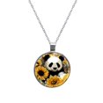 thumbnail image 1 of Panda Sunflower Stunning Circular Glass Pendant Necklace for Women - Elegant Womens Necklaces, Necklace, 1 of 1