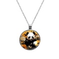 thumbnail image 1 of Panda Sunflower Stunning Glass Design Circular Pendant Necklace - Unique Jewelry Gift for Her, 1 of 5