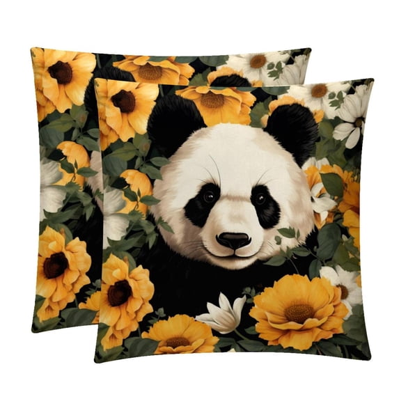 Panda Sunflower Throw Pillow Covers Covers Set of 2, Velvet Cushion Case with Unique Patterns for Bed Pillows, 16x16 18x18 20x20 Inches,for Various Occasions