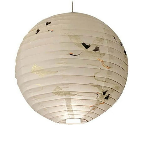 Panda Superstore 12 in. Chinese Style Crane Pattern Paper Decorative Hanging Lantern with No Light Bulb