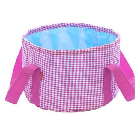 Panda Superstore 15 Litre Fishing Basin Portable Outdoor Pouch Collapsible Sink Bucket Wash Kit, Pink