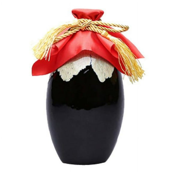 Panda Superstore 16 oz Retro Oval Ceramic Empty Bottle Chinese Small Flagon with Cloth Cover Wine Jar