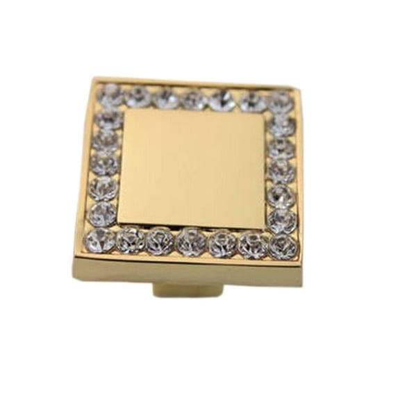 Panda Superstore  2.5 x 2.5 x 2 cm Fabulous Square Crystal Drawer, Cabinet Handles, Pulls & Knobs, Gold - Set of 3