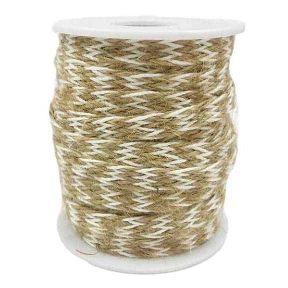 Panda Superstore  32 ft. 8mm Gift Packing String DIY Arts Decor Jute Twine, Jute & White - 2 Piece