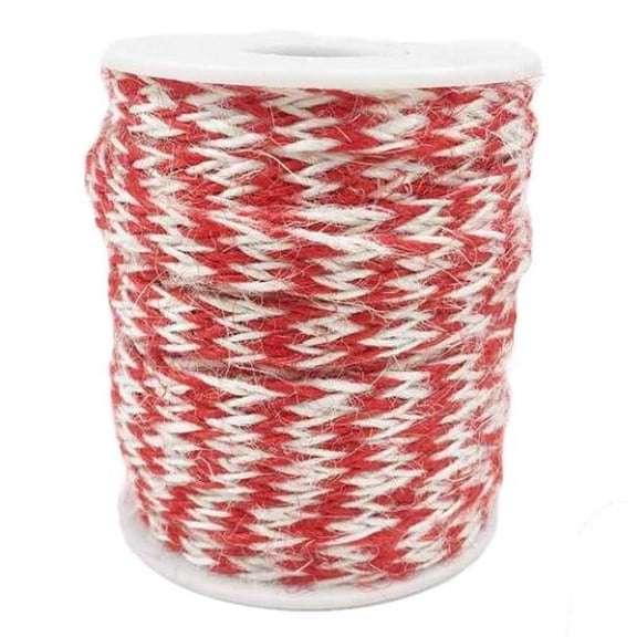Panda Superstore 32 ft. 8mm Gift Packing String DIY Arts Decor Jute Twine, Red & White - 2 Piece