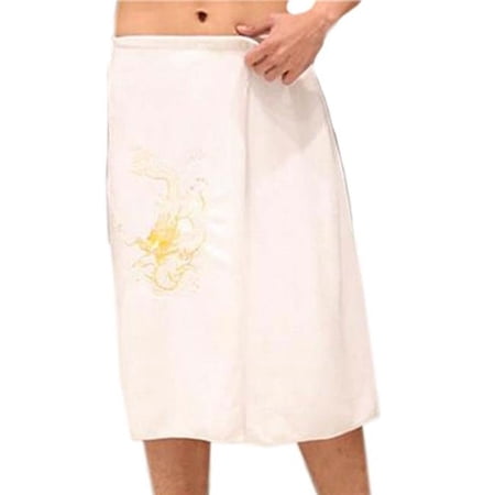 Panda Superstore 55 x 27 in. Mens Soft & Absorbent Shower Wrap Bath Towel, Ripple White