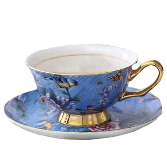 Panda Superstore 6.4 oz Porcelain Summer China Painting Coffee & Tea Cup & Saucer Set, Multi Color