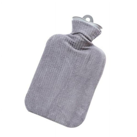 Panda Superstore 800 ml Pure Color Classic Hot Water Bottle with Plush Cover for Heat & Cold Therapy, Gray