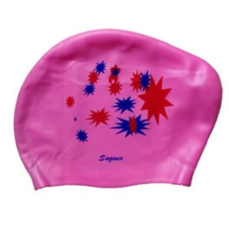 Panda Superstore Beautiful Design Waterproof Premium Long Hair Swim Cap for Womens, Pink