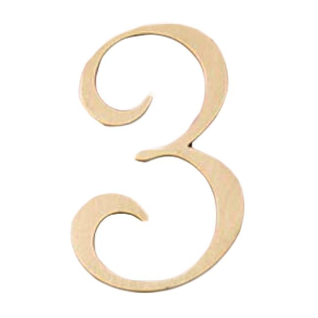 Panda Superstore  DIY Brass House Number Decorative Metal Numbers for Home Door Mailbox, Number 3 - 2 Piece