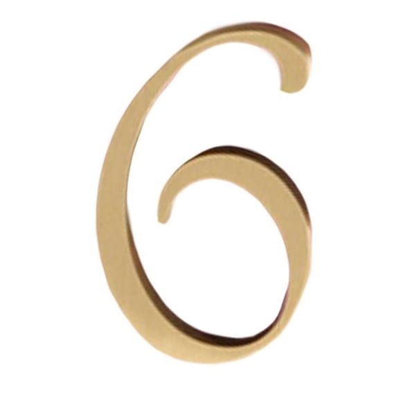 Panda Superstore DIY Decorative Brass House Number Metal Home Address Number, Number 6 - 2 Piece
