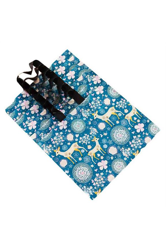 Deer Plastic Gift Boutique Bags Retail Merchandise Shopping Bags, Blue - 50 Piece