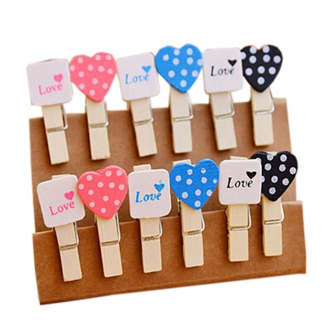 Panda Superstore  Delicate Sweet Heart Series Wooden Binder Clip