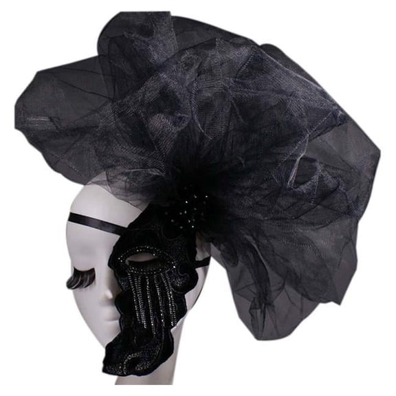 Panda Superstore  Elegant Black & Gold Half Face Masquerades Venetian Mask for Halloween Mardi Gras Party