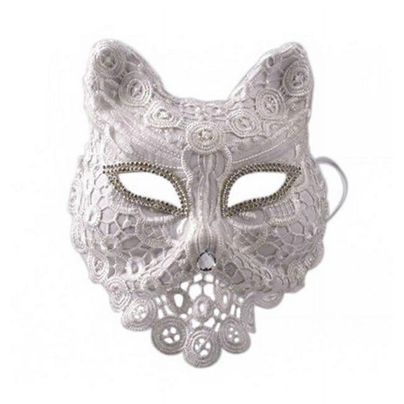 Panda Superstore Elegant White Lace Fox Masquerades Mask Mardi Gras Deecorations Masks for Womens